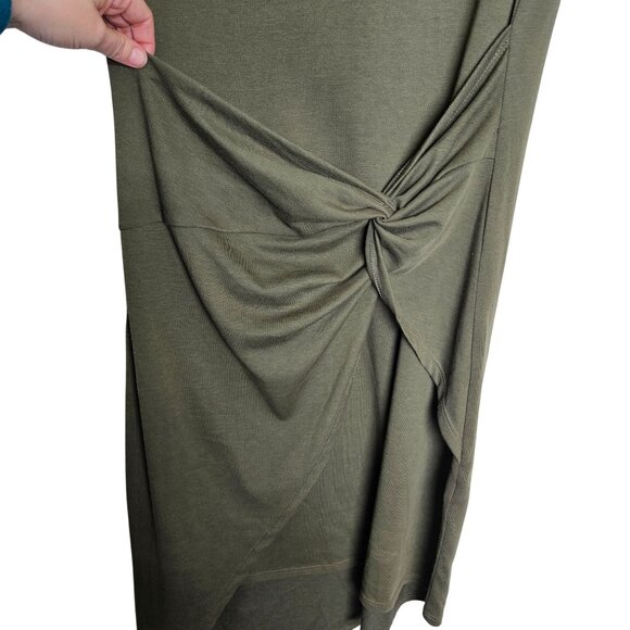 Trouvé Asymmetrical Olive Green Sleeveless Dress M Basic Stretchy‎ Boho Festival - Picture 10 of 11